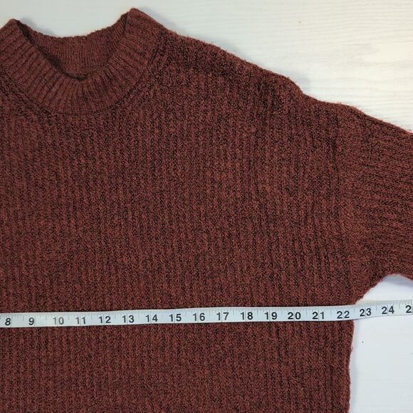 American Eagle Sweater Women’s Small Maroon Textured Knit Long Sleeve Pullover - Picture 6 of 11